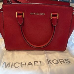 Michael Kors Red Leather Large Satchel